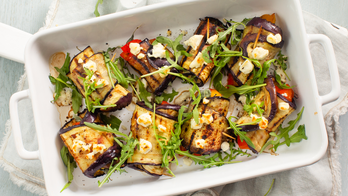 Aubergine rolletjes uit de oven