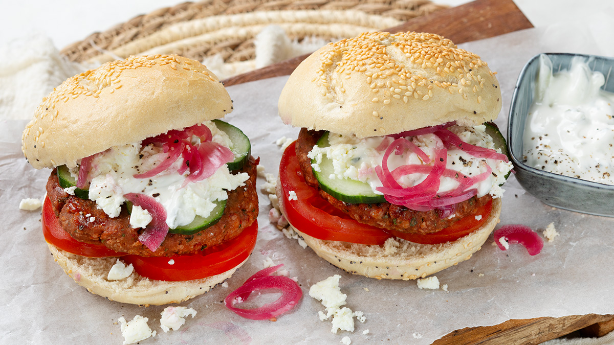 Griekse burger met feta