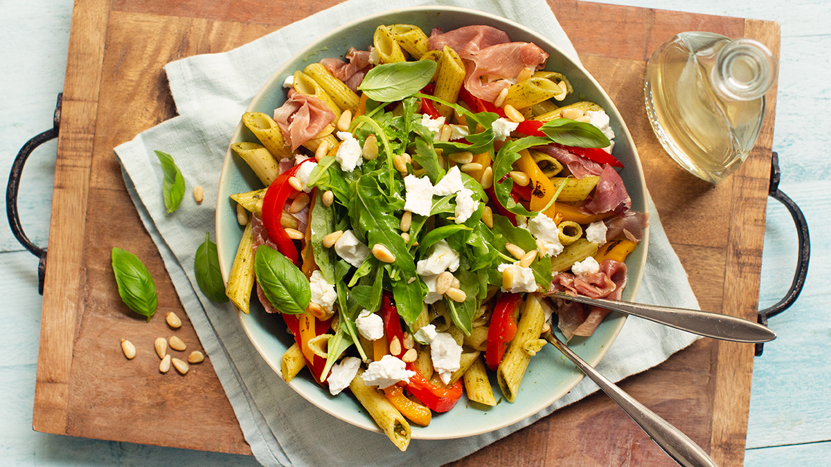 Pastasalade met geitenkaas