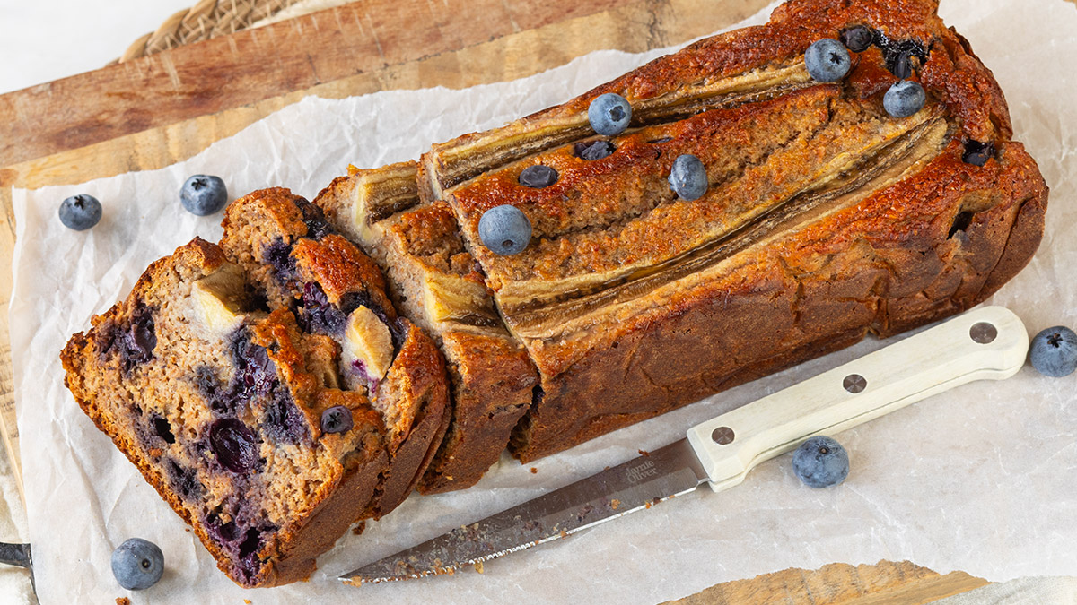 Bananenbrood met blauwe bessen