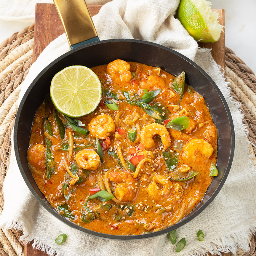 Curry met garnalen maken