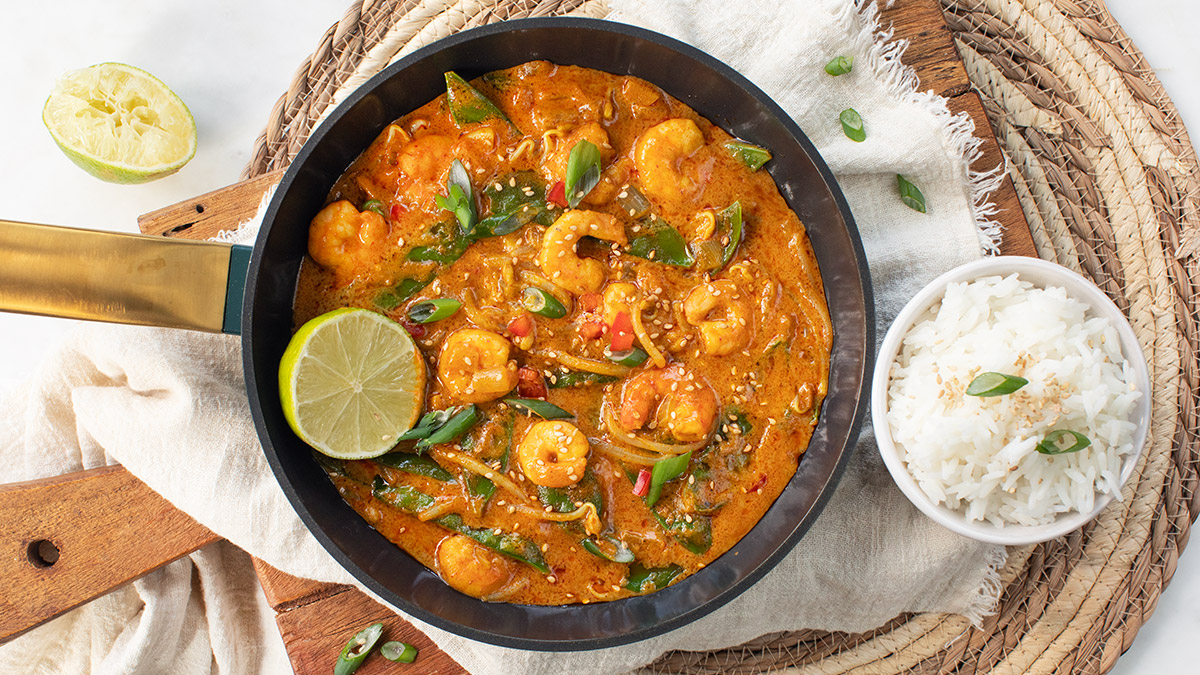 Curry met garnalen
