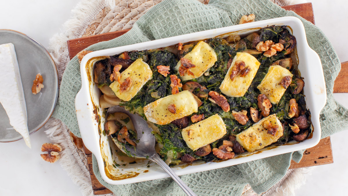 Spinazie met brie uit de oven