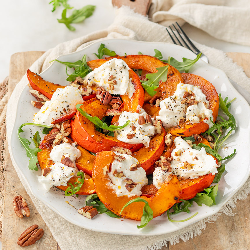 Pompoen met burrata maken