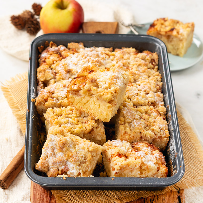 Appel kruimel cake maken