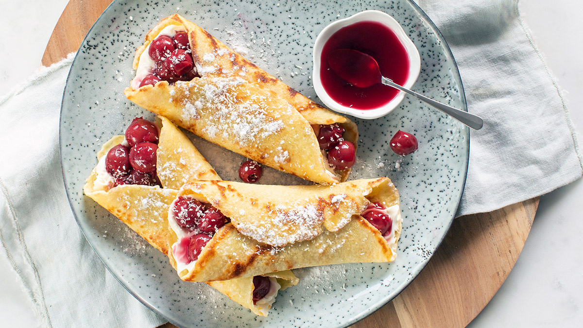 Crêpes met MonChou en warme kersen