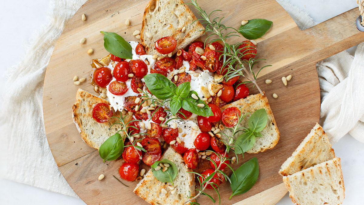 Gemarineerde tomaatjes met burrata