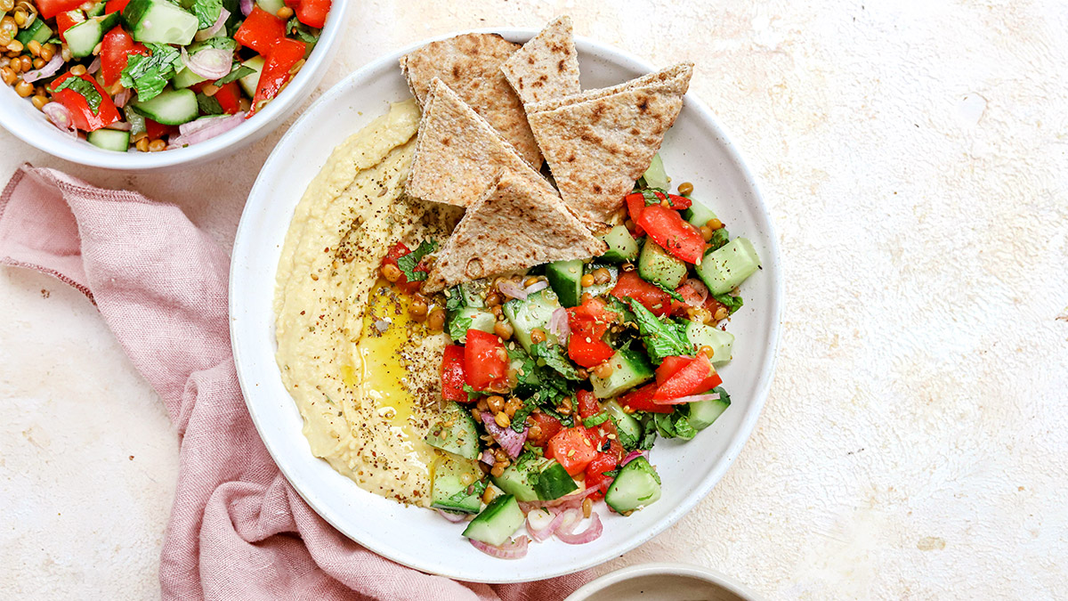 Hummus bowl met groenten