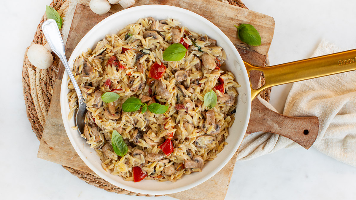 Orzo met champignons
