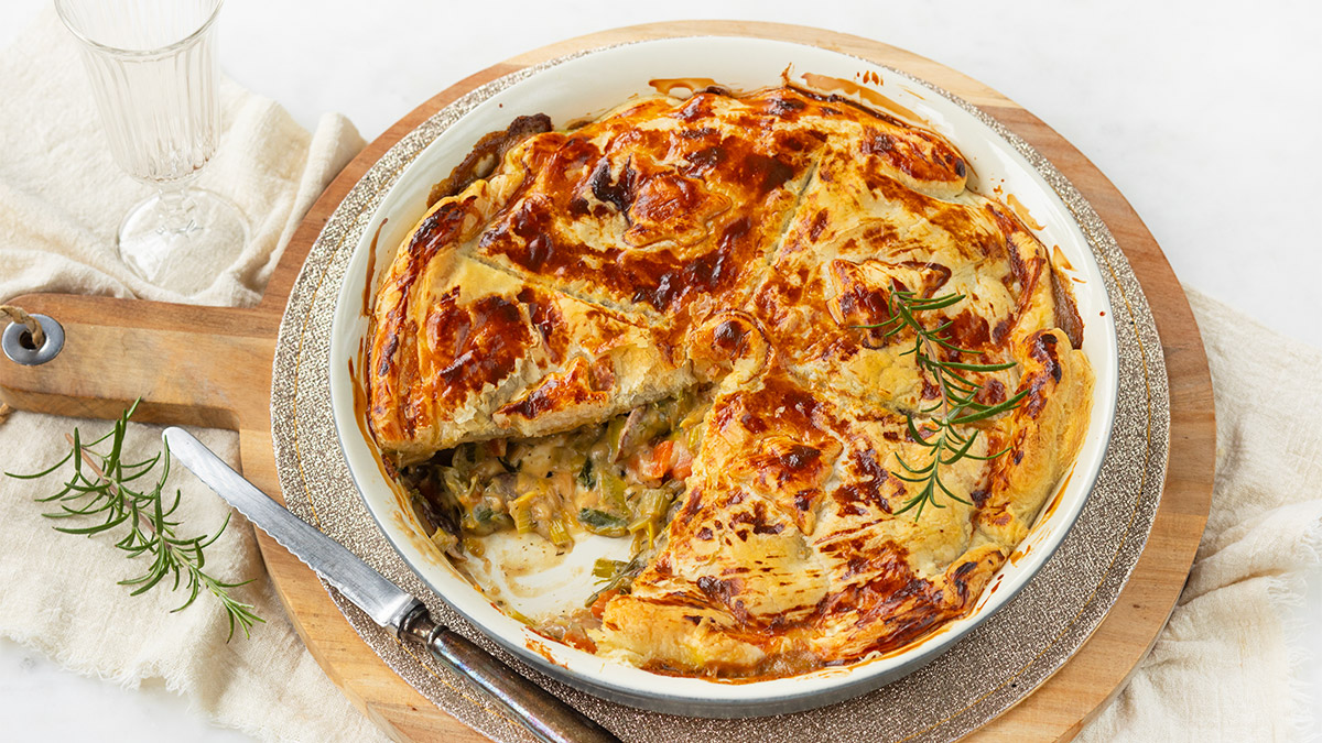 Romige groentestoof met bladerdeeg (veggie pot pie)