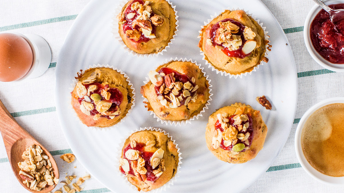 Ontbijtmuffins met granola