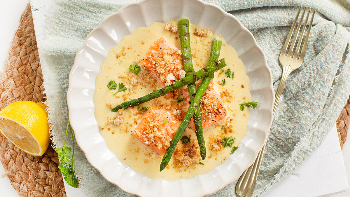 Zalm in witte wijnsaus