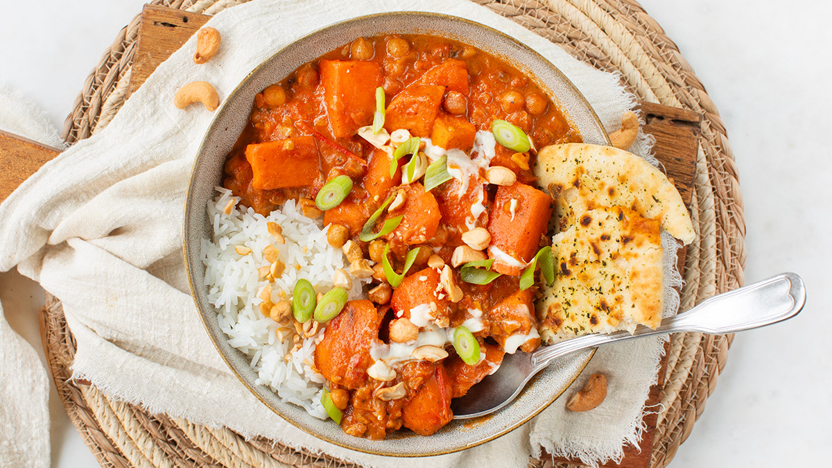 Zoete aardappel curry