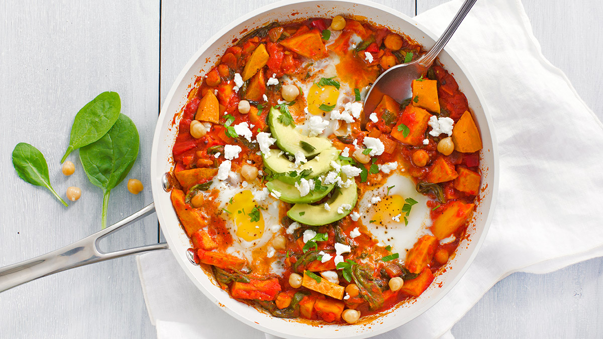 Shakshuka met zoete aardappel