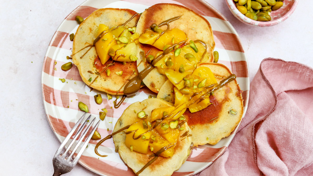Pistache pannenkoekjes met mango