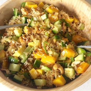 Krokante rijst salade met crispy chili oil stap 2