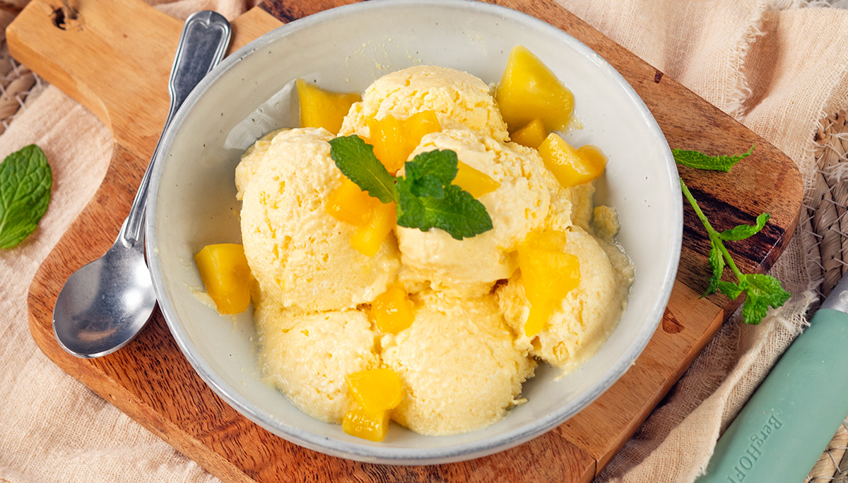 Hüttenkäse mango ijs: gezond en eiwitrijk