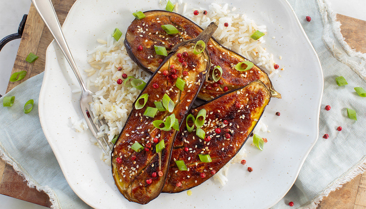Miso aubergine uit de oven