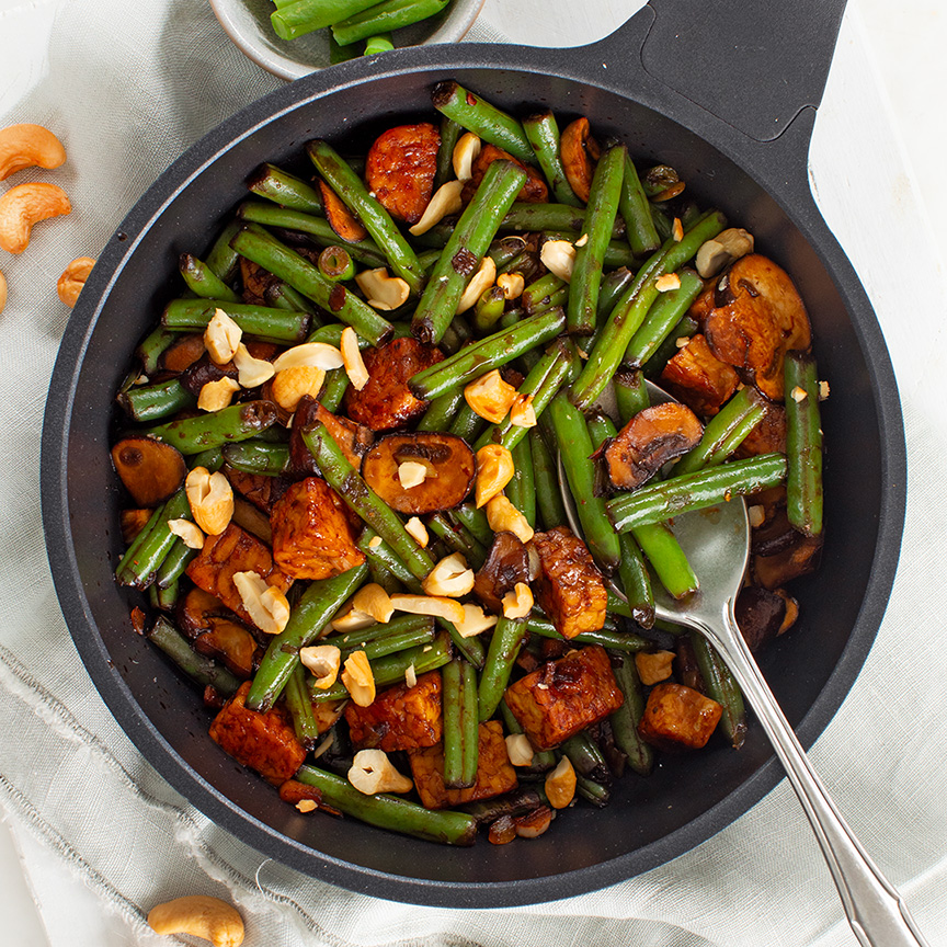 Sperziebonen met ketjap in de wok