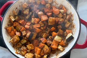 Aubergine stoof met zoete aardappel stap 2