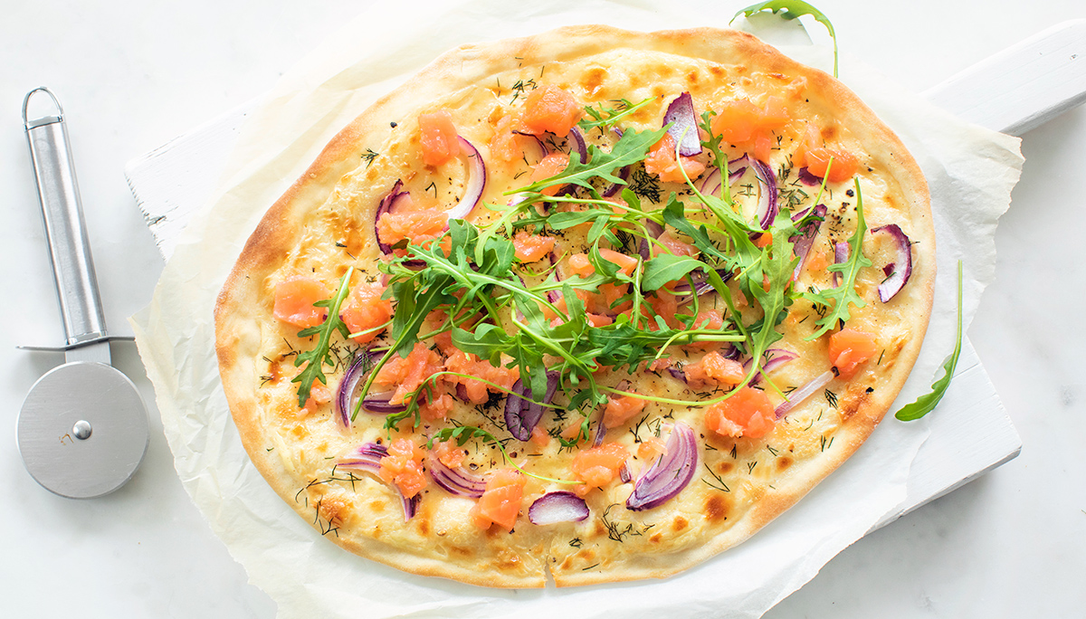 Flammkuchen met zalm