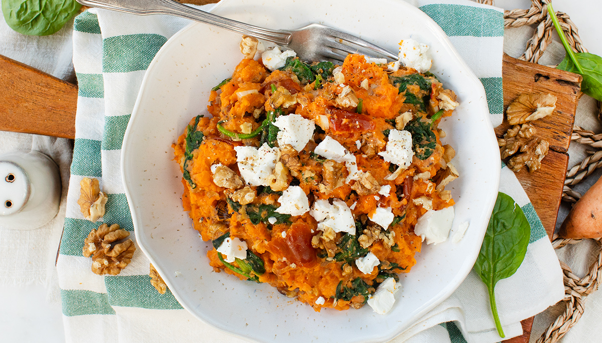 Zoete aardappel stamppot